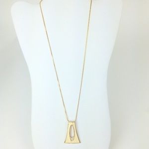 Mod Vintage Geometric Gold Tone Enamel Necklace